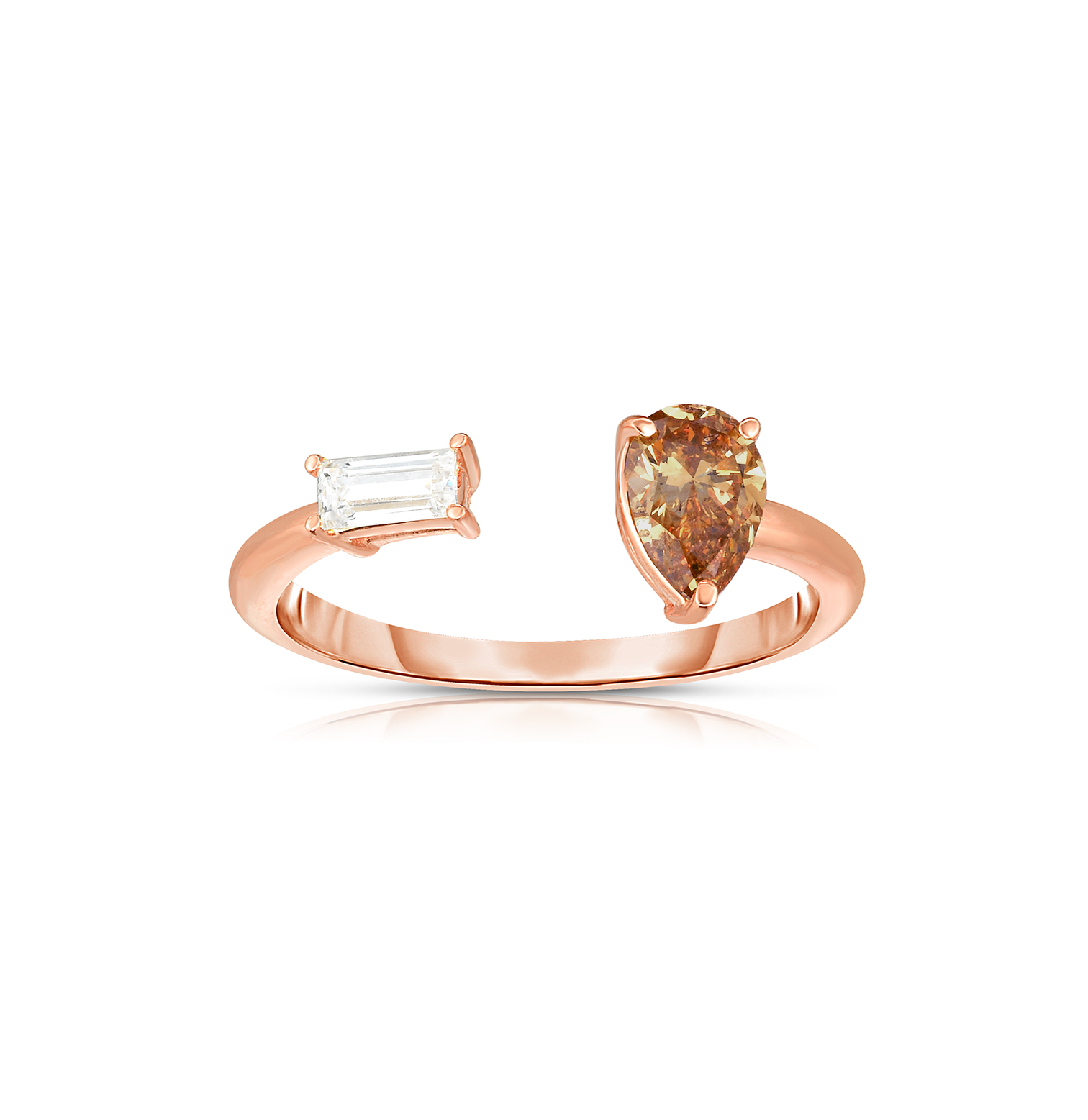 Sabel Collection Rose Gold Brown Diamond and White Diamond Open Ring